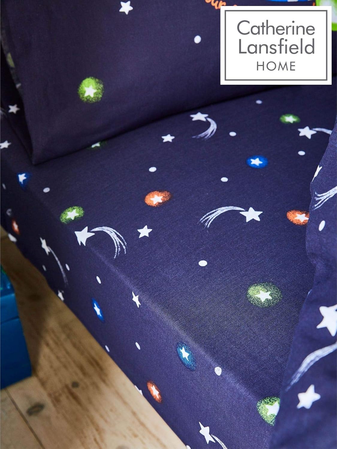 Catherine Lansfield Happy Space Easy Care Single Fitted Sheet Navy