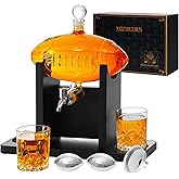 Football Whiskey Decanter Set for Men, 47oz Liquor Decanter Set with 2 Glasses + 2 Footballs Chillers, Gifts for Dad, Husband, Boyfriend, Coach, for Liquor, Bourbon, Scotch, Vodka