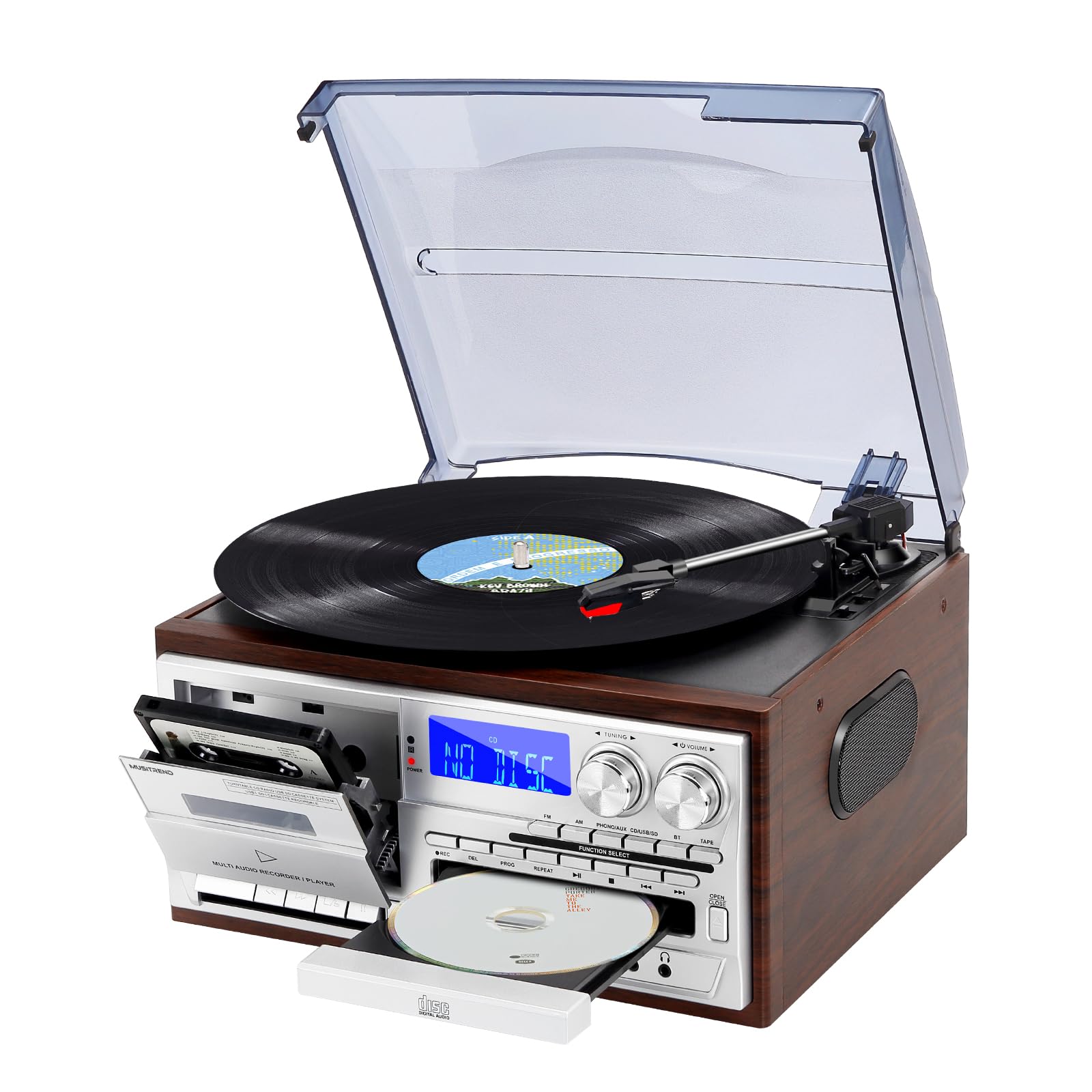 Photo 1 of **PARTS ONLY***Record Player with Bluetooth 3 Speed Turntable Built in Stereo Speakers CD Cassette USB SD Playback AM FM Radio with Remote Control for Daily Listening and Music Collection