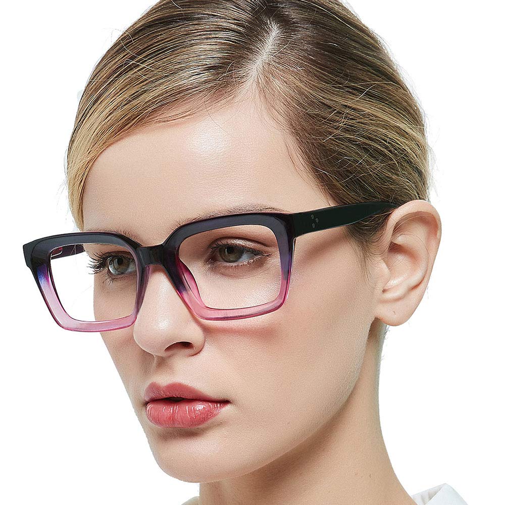 OCCI CHIARI Reading Glasses 2.25 for Women, Ladies Sturdy Square Readers Glasses, Large Square Glasses Spring Hinge(Purple, +2.25)