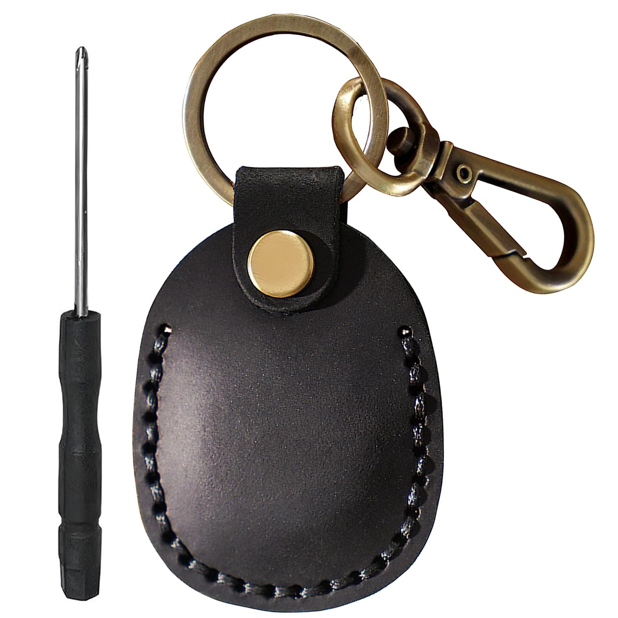 Genuine Leather AirTag Keyring Holder for Apple AirTags. Anti-Lost, Anti-Scratch Secure Key Ring Case for Key, Pet Collar, Bag, Luggage. Handmade 360° Protective Air Tag Accessory Keychain Full Cover