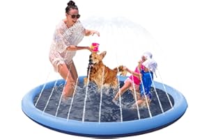 STUDESK Splash Pad,75in Extra Large Anti-Slip Splash Pad for Kids Dogs, Thickened Water Sprinkler Play Mat Fun for Kids Toddler,Summer Outdoor Water Toys Baby Kiddie Dog Pool for Backyard