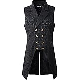 DarcChic Mens Gothic Steampunk Double Breasted Vest Waistcoat VTG Brocade