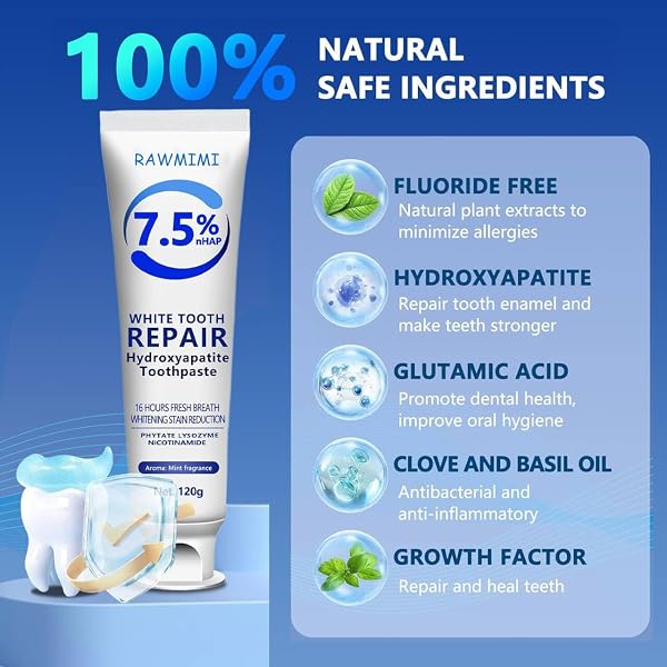 HYDROXYAPATITE TOOTHPASTE,GENTLE MINT AND EFFECTIVE FORMULA FRESH BREATH FOR ENAMEL PROTECTION AND TOOTH STRENGTHENING DAILY USE ORAL HEALTH FOR SENSITIVE TEETH(2 PACK)