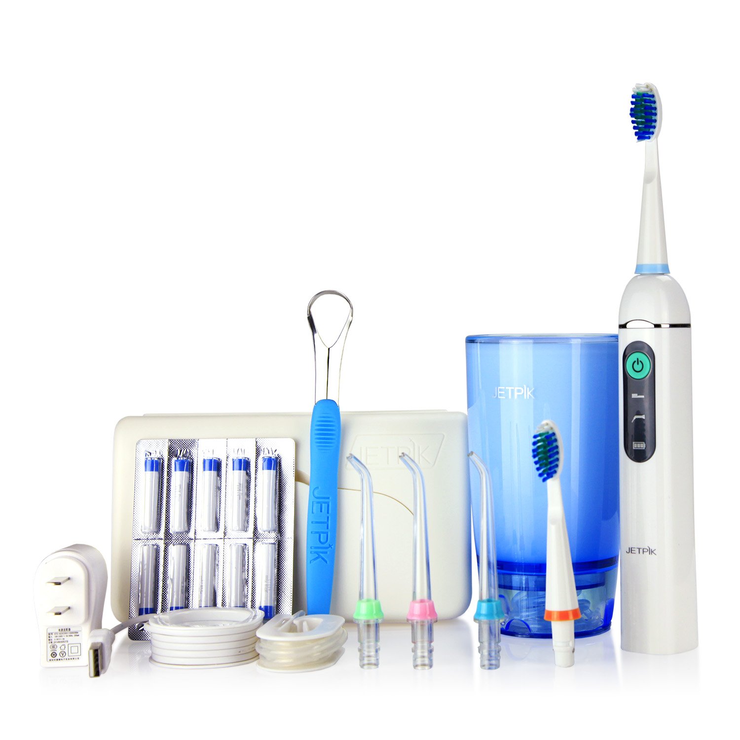 JETPIK JP-200 Elite Rechargeable Electric Dental Flosser Oral Irrigator with Pulsating Floss and Water Jet Pik Power