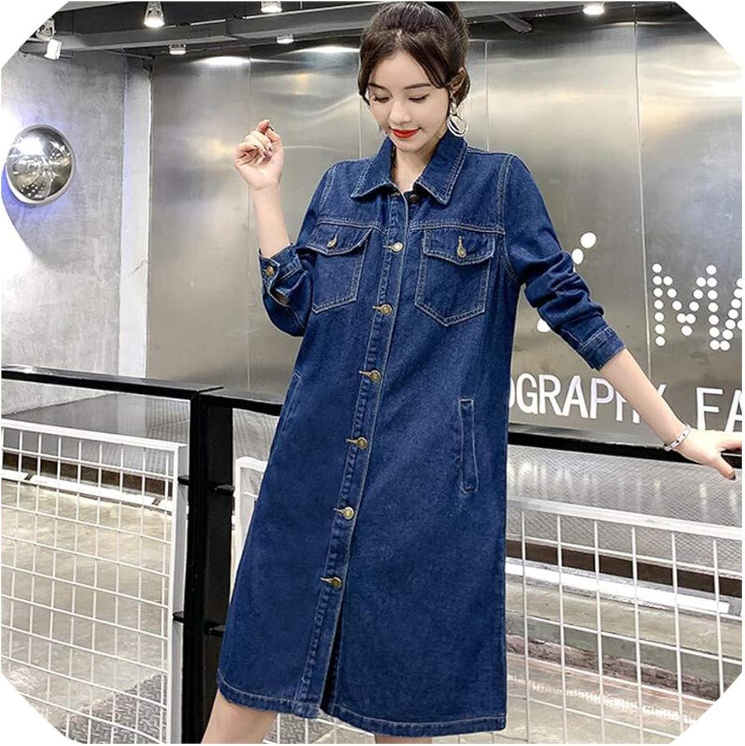 ladies longer length denim jacket