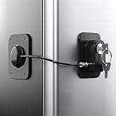 RORMGO Refrigerator Lock 2 Packs, Fridge Lock with Silicone Wire Protection Fridge Locks for Kids Easy to Use and Install Cabinet Locks with Key, Black