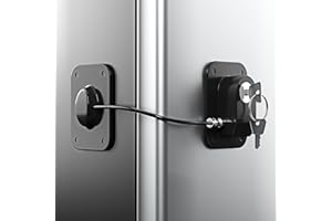 RORMGO Refrigerator Lock 2 Packs, Fridge Lock with Silicone Wire Protection Fridge Locks for Kids Easy to Use and Install Cabinet Locks with Key, Black