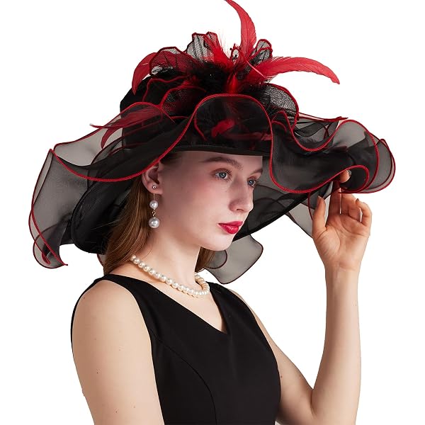9743 Fascinators Hat For Women Tea Party Headband, Black Organza Prom Amazon.com: TLMNU Organza Fascinator Hat Women main image 4