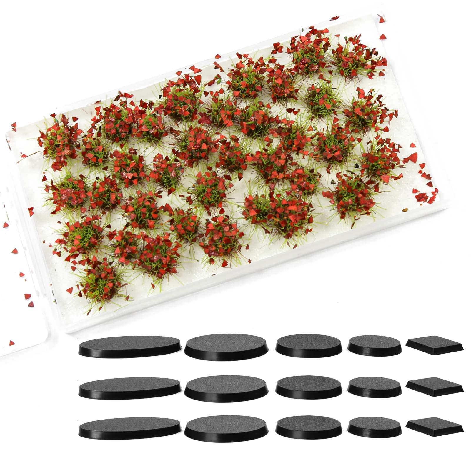 Evemodel One Pack Static Grass Tuft With Model Base Bush Cluster Simulation Landscape Diycraft Mini Garden Decoration (Red)