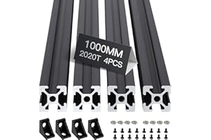 CTOPOGO 4pcs 1000mm T Slot 2020 Aluminum Extrusion European Standard Anodized Linear Rail for 3D Printer Parts and CNC DIY Black