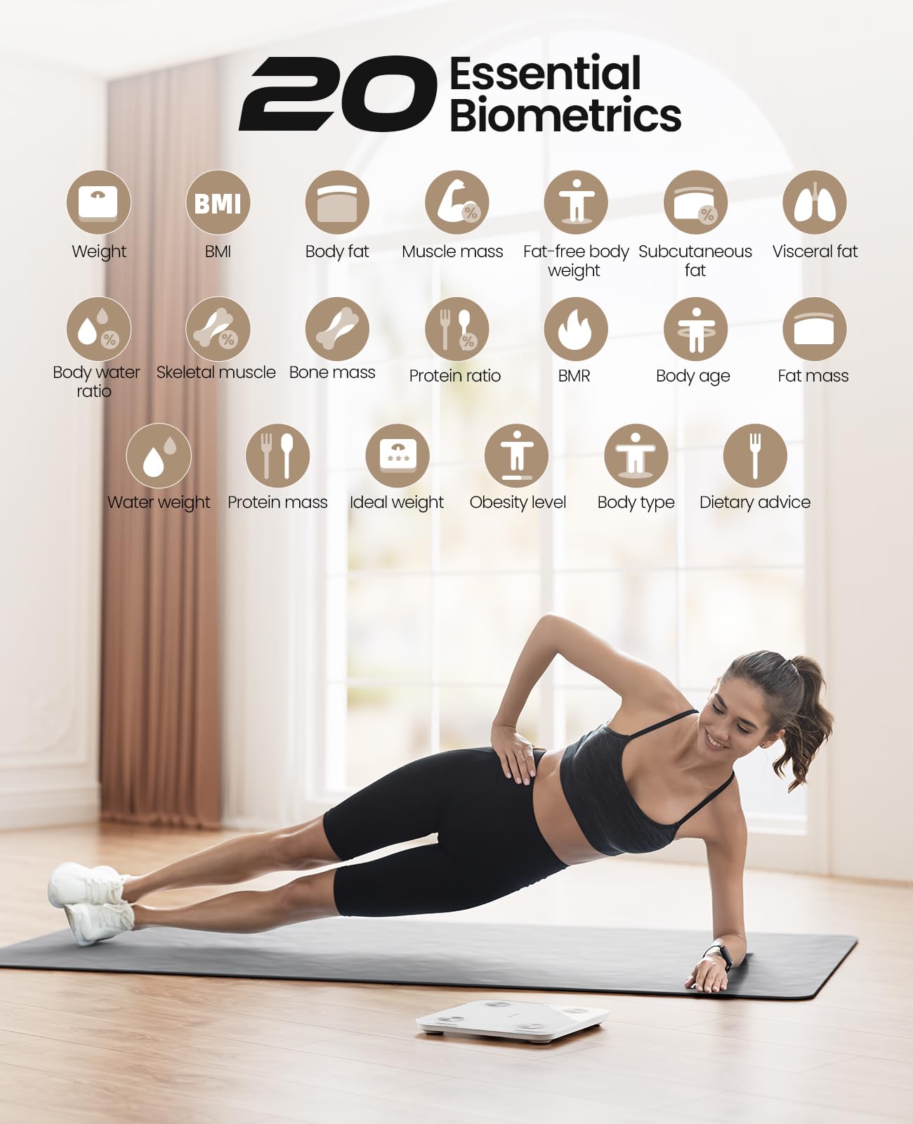 Scale for Body Weight, Digital Smart Bathroom Weight Scale with BMI, Body Fat, Muscle Mass, Accurate 20 Body Composition Scale, 10.2