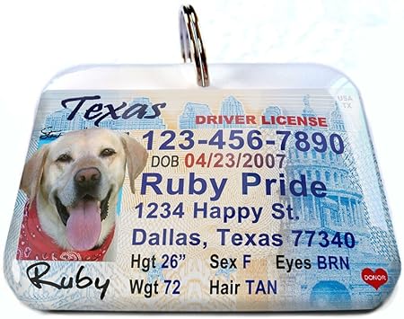 dog drivers license tag