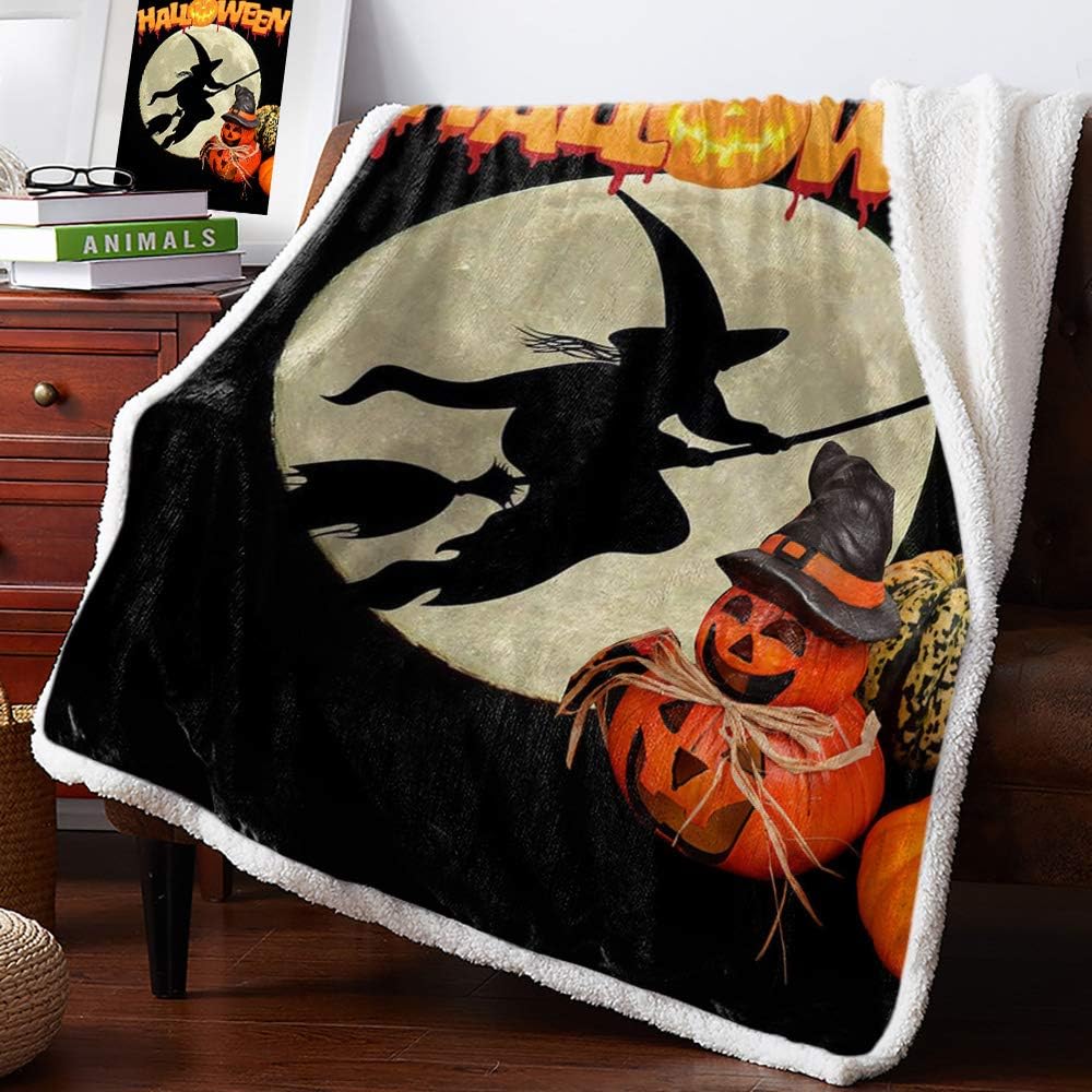 ARTSHOWING Halloween Pumpkin Sherpa Fleece Blanket 50x60 inches Soft