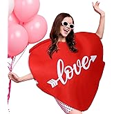 Xtinmee Valentines Red Heart Costume Adult Heart Shaped Costume Cosplay for Women Men Anniversary Birthday Supplies