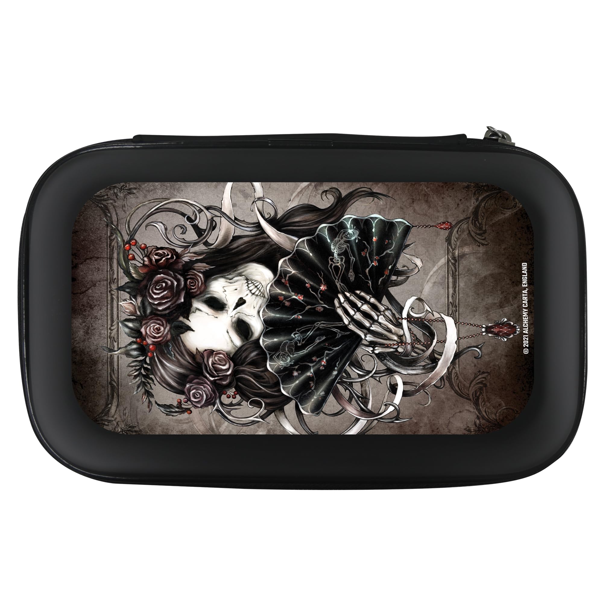 Officially Licensed Alchemy Darts Case Gothic Tattoo Design Storage Wallet (Skeleton Fan)
