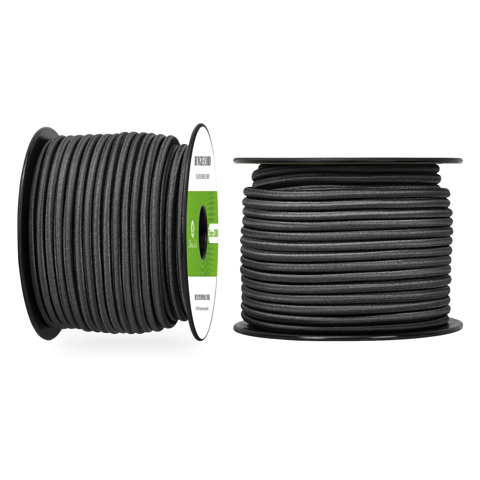 Abma Cord Bungee Cord 5mm 30M Elastic Shock Cord 100% Stretch Elastic Bungee Rope for Tarpaulin, Trailer, Backpack, Tent Pole, Kayak - Black