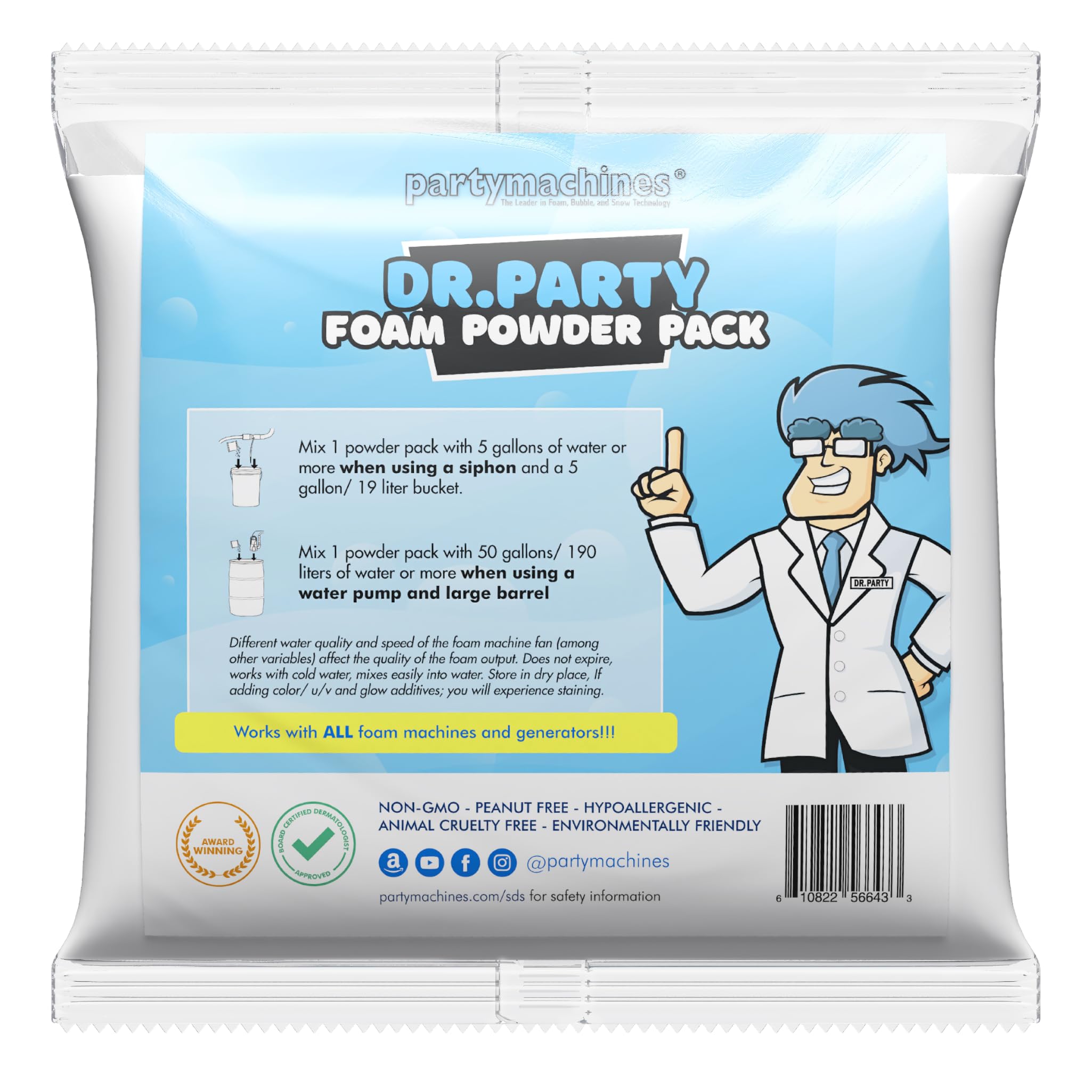 Photo 1 of Dr.Party Single Foam Powder Pack - Create Up to 120 Gallons of Foam in Minutes - Ultimate Foam Party Solution