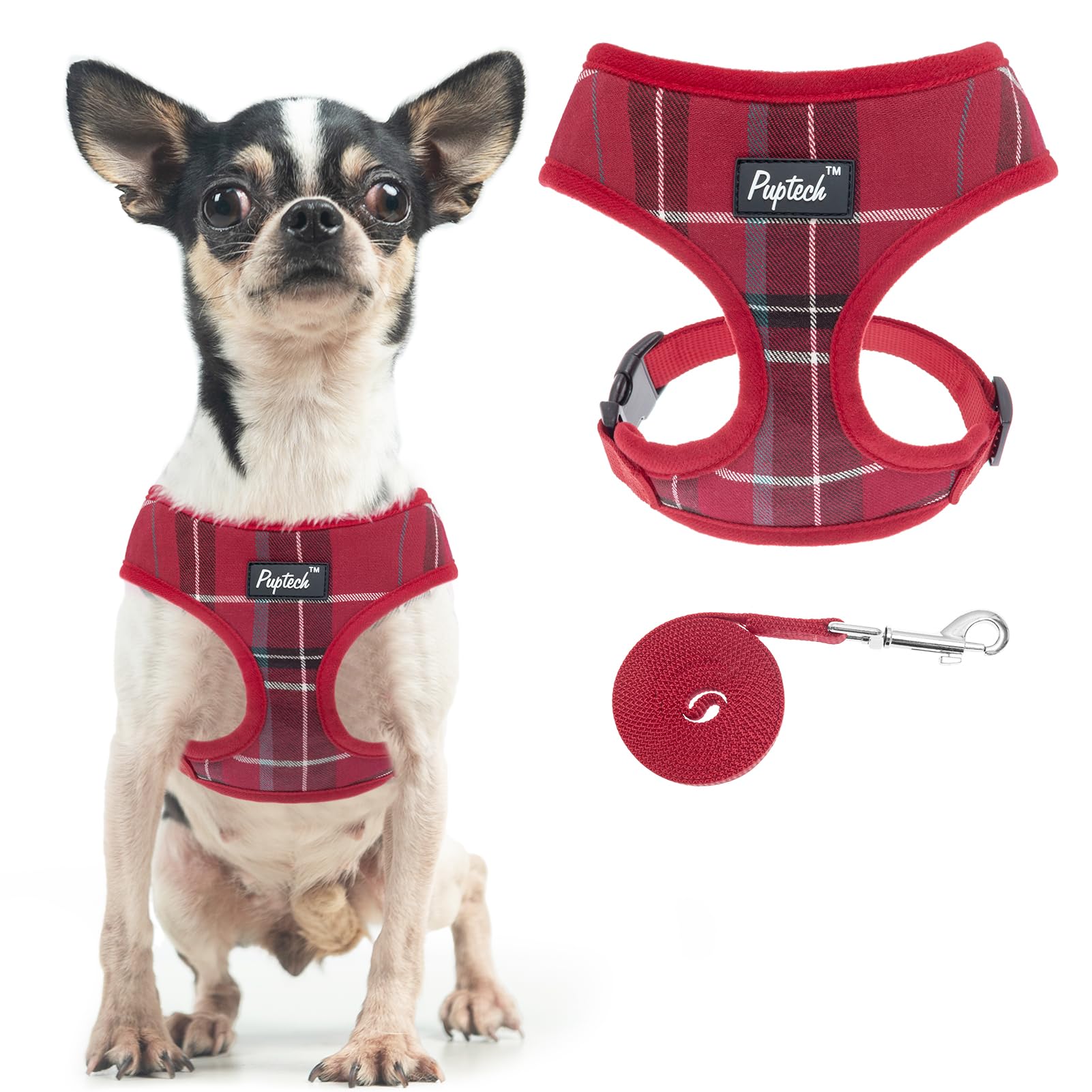 PUPTECK Dog Harness Small Dog Soft Mesh Pet Puppy Cat Comfort Padded Vest No Pull Harnesses and Leash Set