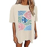 Womens Oversized Tshirt Flower Graphic Tees Nashville Music Short Sleeve Shirts Summer Casual Loose Beach Tops