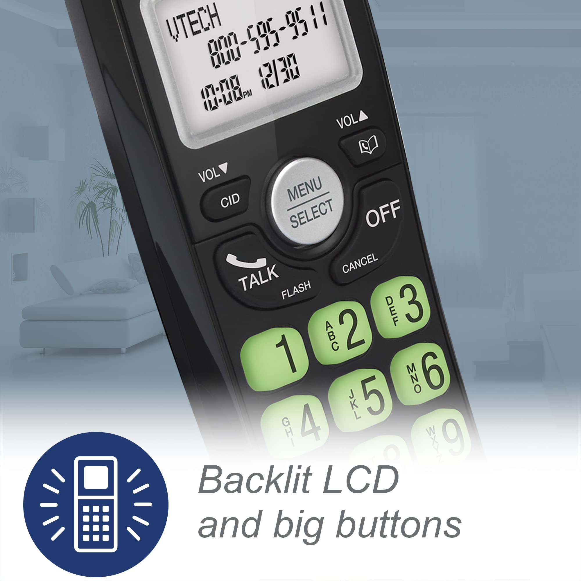 Phones Landline Cordless VTech VG104-11 DECT 6.0 Cordless Phone With Full Duplex Speakerphone & Caller ID Vtech Cordless Phone