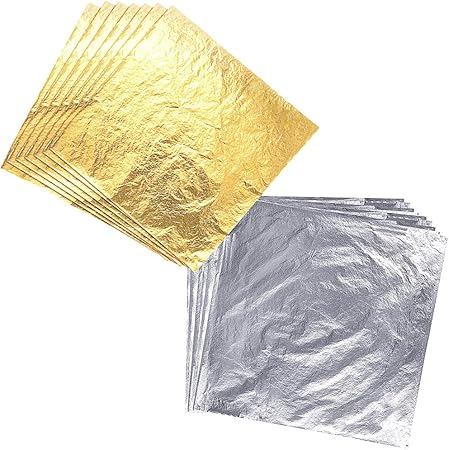 Flzone Feuille D Or Imitation Feuille D Argent 200 Feuilles Feuille D Or Pour Projet D Art D Ongle Decoration De Bricolage 14x14cm Amazon Fr Cuisine Maison