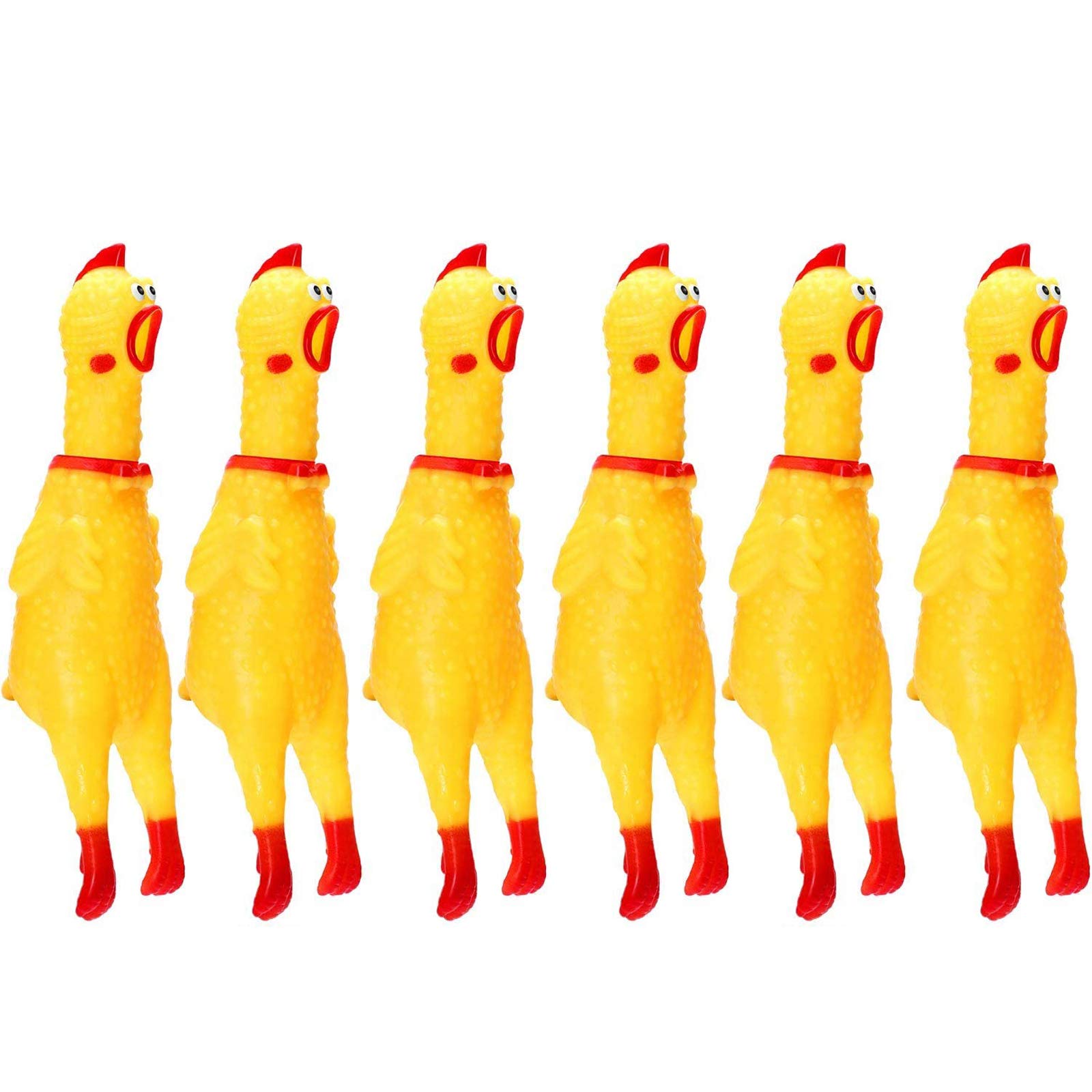 6 Pack Rubber Screaming Chicken Toy Yellow Rubber Squeaking Chicken Toy Novelty and Durable Rubber Chicken, Shrilling Decompression Tool Gadgets