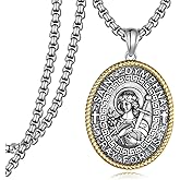 Tiaxiemo St Dymphna Medal 925 Sterling Silver Saint Medal Necklace Catholic Jewelry Gifts for Men