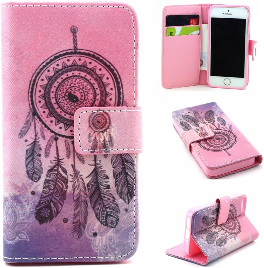 iPhone SE Case, iPhone 5S Case,Lookly Romantic Series PU Leather Magnet Buckle Flip Stand Wallet Case Cover Fit for iPhone 5SE/SE/5S/5 (Dream Catcher)