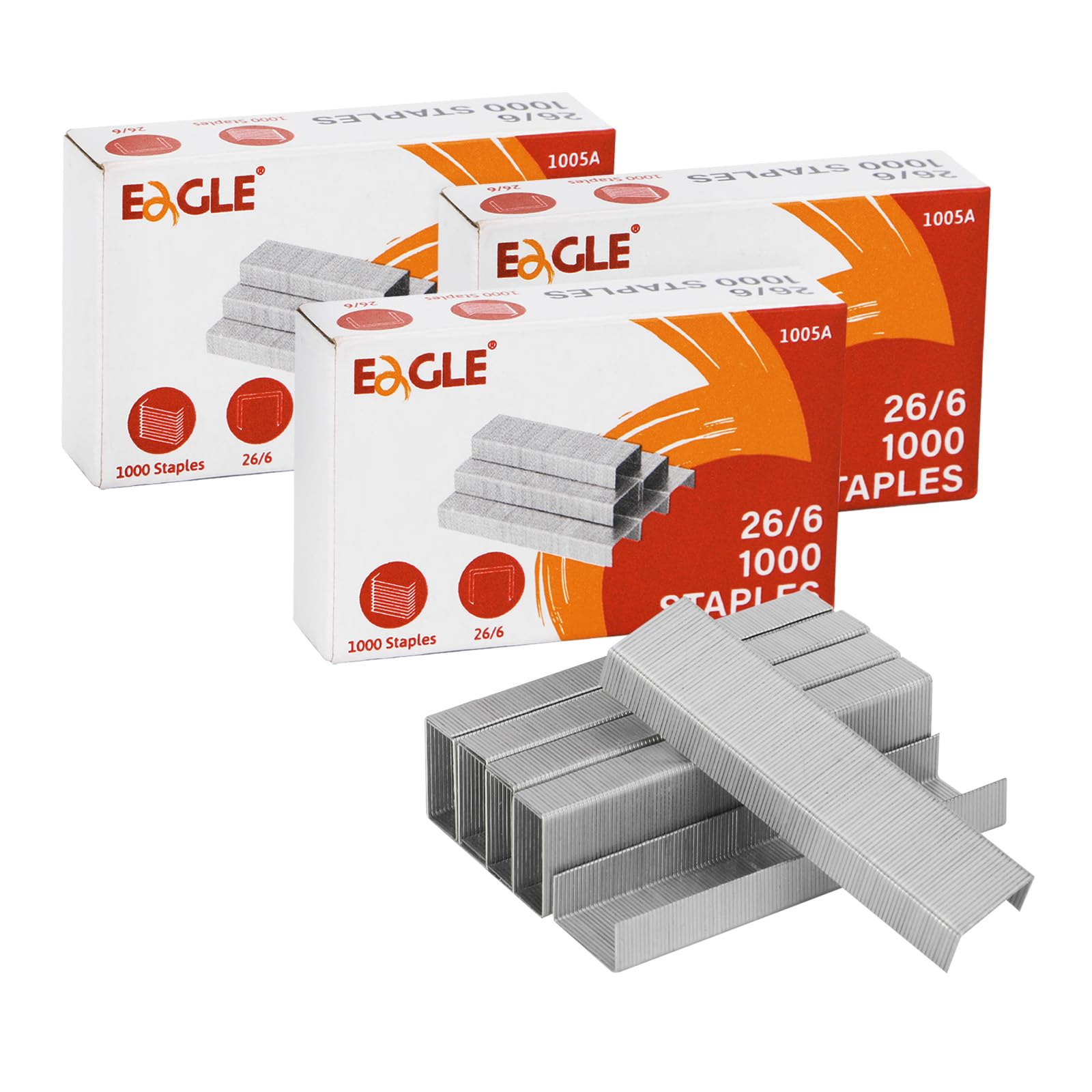 #26/6 Standard Staples - 1/4" Leg Length, 3000 Count - Compatible with Most Staplers for Office, School, and Home