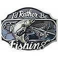 MASOP Western Style Funny Casual Belt Buckle I'd Rather Be Fishing