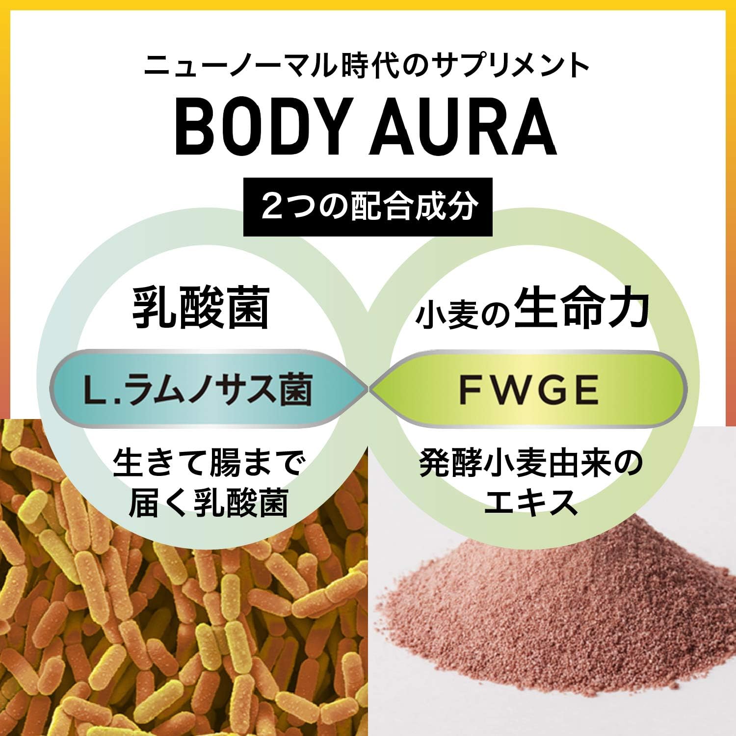 Body Aura ボディオーラ L ラムノサス菌 発酵小麦胚芽エキス ミトコンドリア サプリメント 30日分 新日本製薬 Body Aura 乳酸菌 Amazon