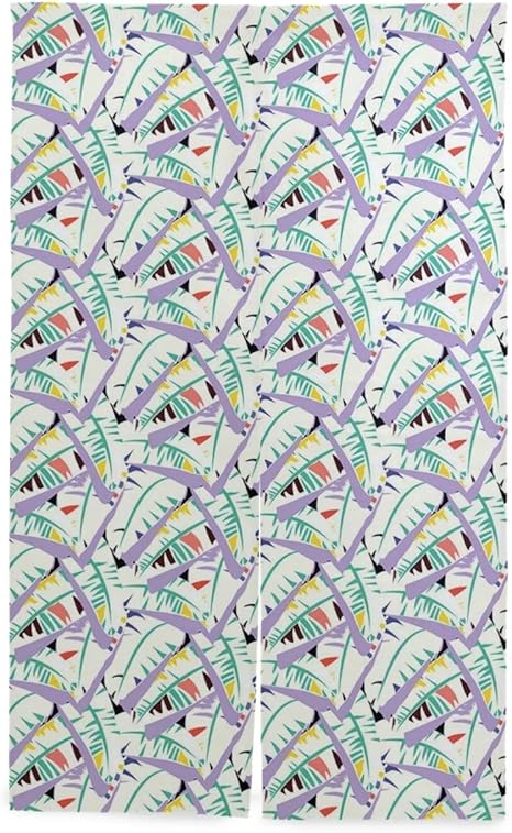 Amazon Miscery 間仕切りカーテン 夢のような鮮やかな色調で熱帯のバナナの葉で抽象的な芸術的なごちゃごちゃしたイラスト おしゃれ 間仕切り遮光 飾り付け 装飾 玄関 キッチン リビング 店 出入り口 突っ張り棒付き 86 143cm のれん オンライン通販