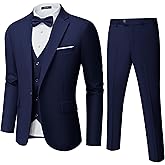 Mens Suit Tuxedo Set Slim Fit Suits 3 Piece One Button Prom Wedding Blazer Vest Pants