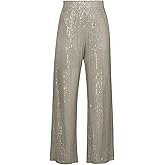 Aelidiya Women's Glitter Sequin Long Loose Pants Bling Party Clubwear Elastic Casual Pants