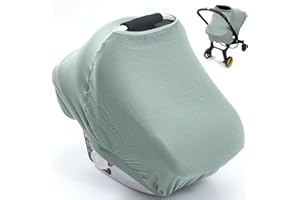 THE KENKYO Muslin Car Seat Cover Baby, 3-1Infant Car Seat Covers for Boys Girls, Carseat Covers Baby Privacy Nursing Cover for Breastfeeding, Breathable Stroller Carrier Cover Canopy for Newborn