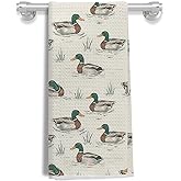EKGJW Chinoiserie Mallard Duck Kitchen Towels- Vintage Mallard Dish & Hand Towels for Kitchen & Bathroom Decor,Duck Gifts for Women Lovers,16x24 Inch