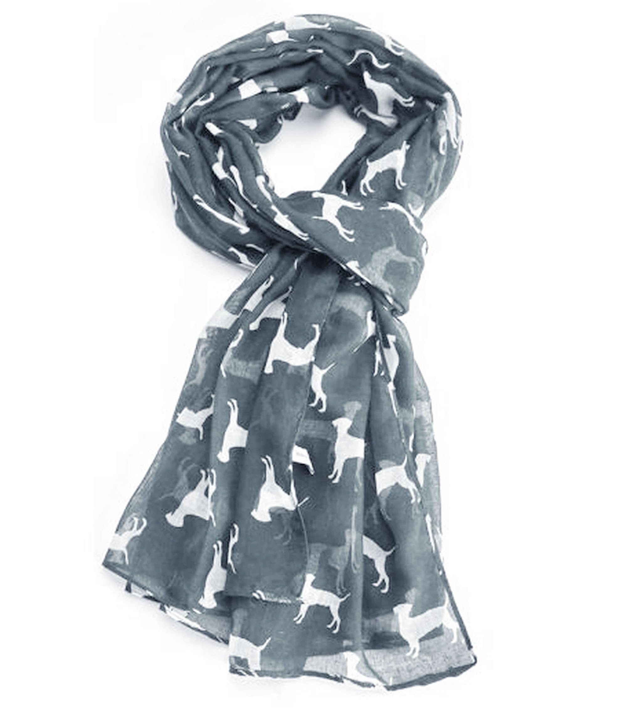 GFM® Animal Print Scarf : Labrador Dogs - Grey (LBDG-01-BH)