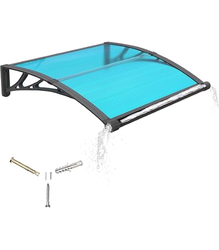 GGNEBAI Door Awning 32x48 Inch – Solid Polycarbonate Cover With Aluminum Bracket, Rain & UV Protection For Porch, Patio, Deck Entryway 2 thumbnail image