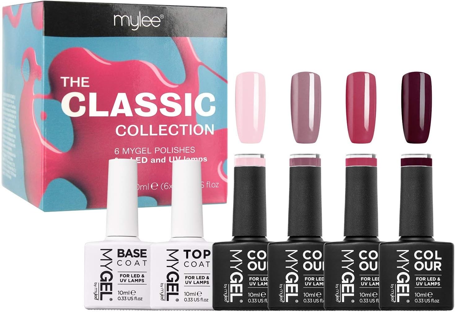 MYGEL by Mylee Nail Gel Polish Classic Collection 4x10ml Colours + Top