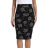 Urban CoCo Women's Elastic Waist Stretch Bodycon Midi Pencil Skirt