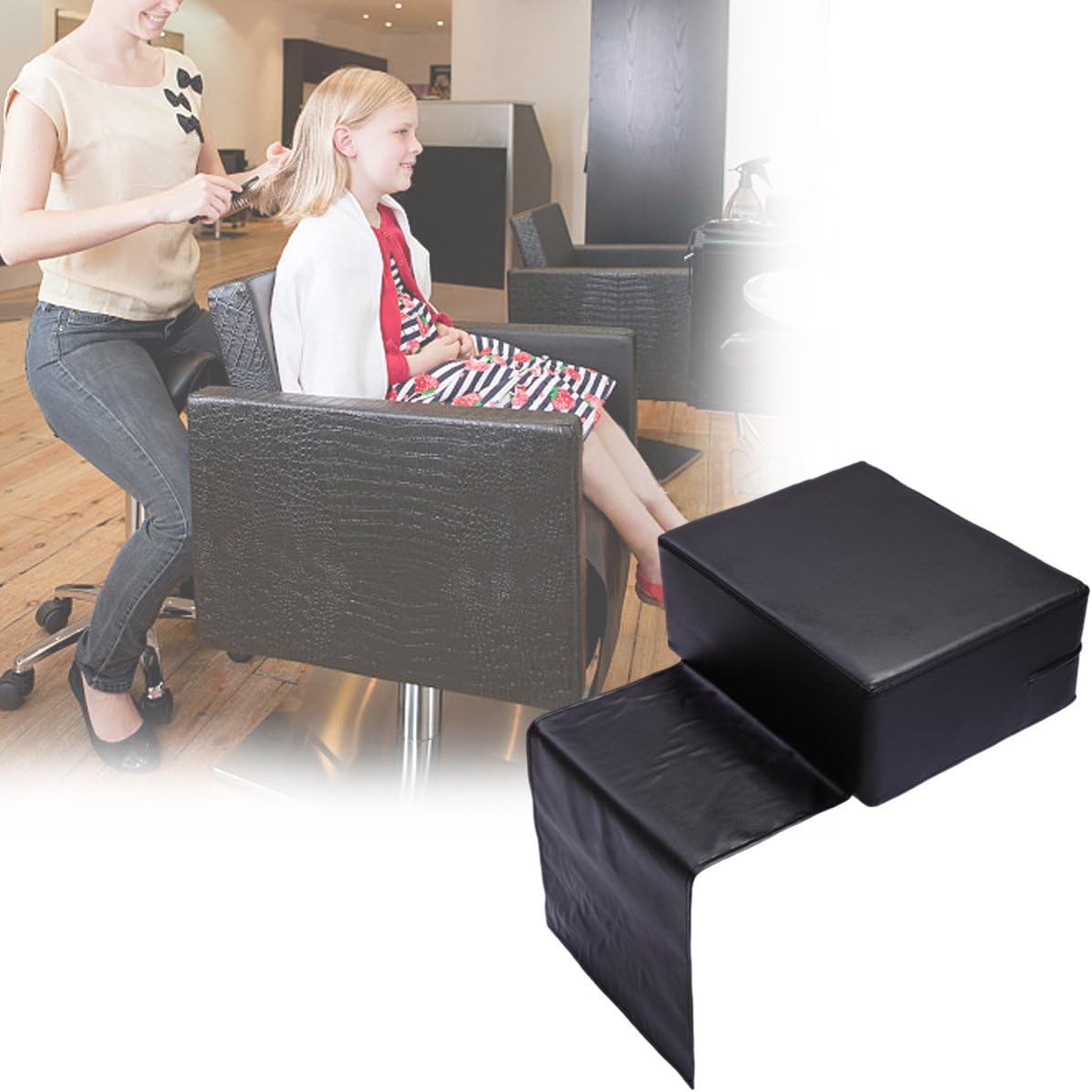 JAXPETY Black Barber Beauty Salon Spa Equipment Styling Chair Child Booster Seat Cushion: Kitchen & Dining