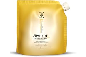 GK HAIR Global Keratin Lightening Powder (17.6 Fl Oz/500g) Pectin Protection Dust Free Powder Bleach Fast Acting Blue Base Prevents Loss of Moisture Provide Ideal Viscosity