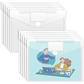Sooez 10 Pack Plastic Envelopes File Folders, Clear Folder for Document US | US Letter A4 Size Poly Envelopes with Label Pockets for School Home Work Office Organizer, Clear