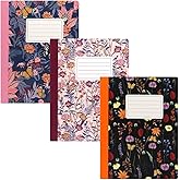 Pukka Pad, Composition Notebooks - 3 Pack of Journals Featuring 140 Pages of College Ruled 80GSM Paper with Sturdy Cover Stock - 9.75 x 7.5in - Bloom