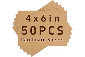 DERZIFUN 50 Pack 4x6 Corrugated Cardboard Sheets, 3mm Thick Card Board Paper Mailer, Thin Cardboard Sheets for Crafts, Diy Art, Shooting, Cardboard Inserts, Dividers