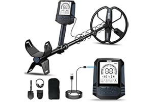 SUNPOW Rechargeable Metal Detector for Adults - 2500mah Lithium Battery for 35H Use - Waterproof Gold Detector with 10'' Deep Dual D-Coil, 4 Professional Modes, Sturdy Spiral Structure – OTMD15