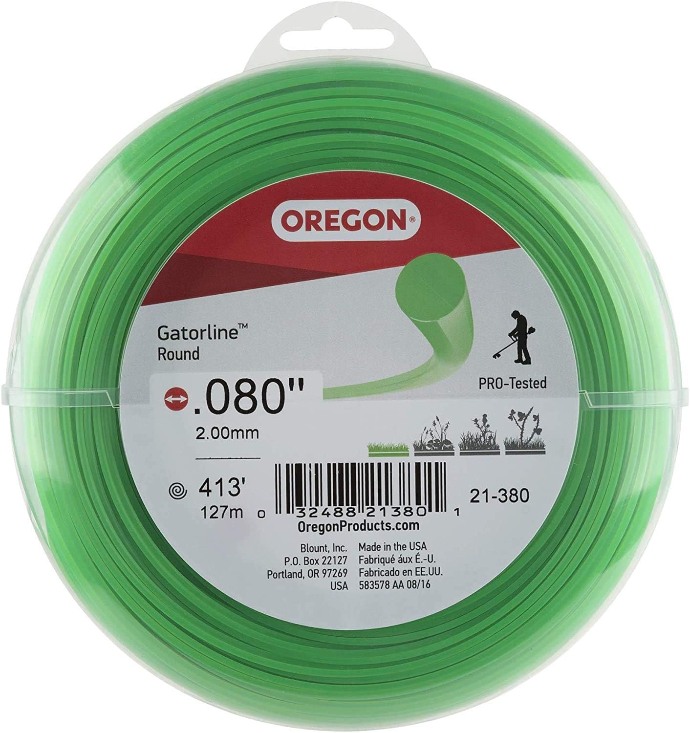 Oregon 21-380 Gatorline 1-Pound Coil of .080-Inch-by-413-Foot Round String Trimmer Line : String Trimmer Accessories : Garden & Outdoor