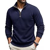 Runcati Mens Quarter Zip Pullover Sweater Lightweight Mock Neck Slim Fit Pullover Knit Casual Polo Sweaters