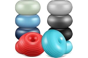 Libima 8 Pcs Flexible Seating for Classroom Inflatable Yoga Ball Chairs with Pump Donut Exercise Ball Chair Cushion Seat for Office Balance and Stability Training Home Gym